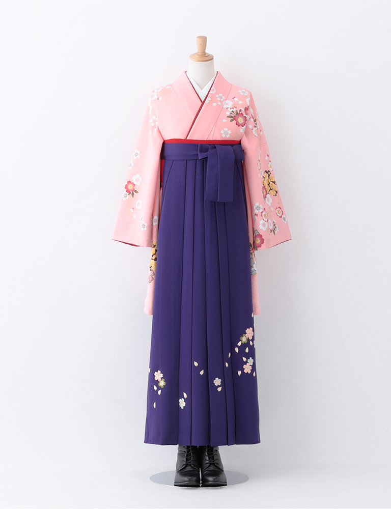 ピンク系の着物×紫系の袴