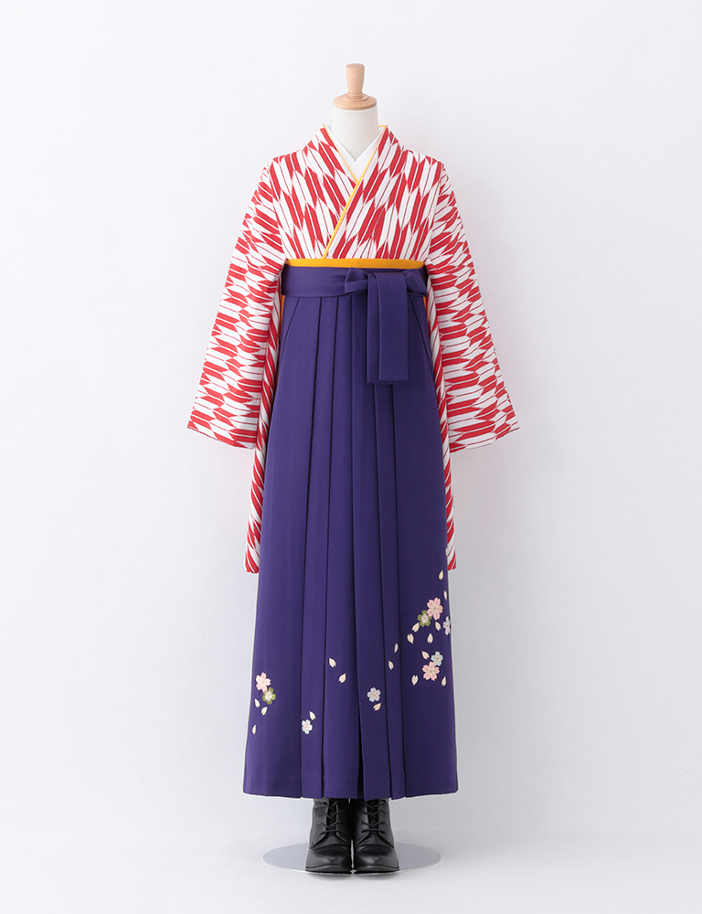 矢絣柄の着物×紫系の袴