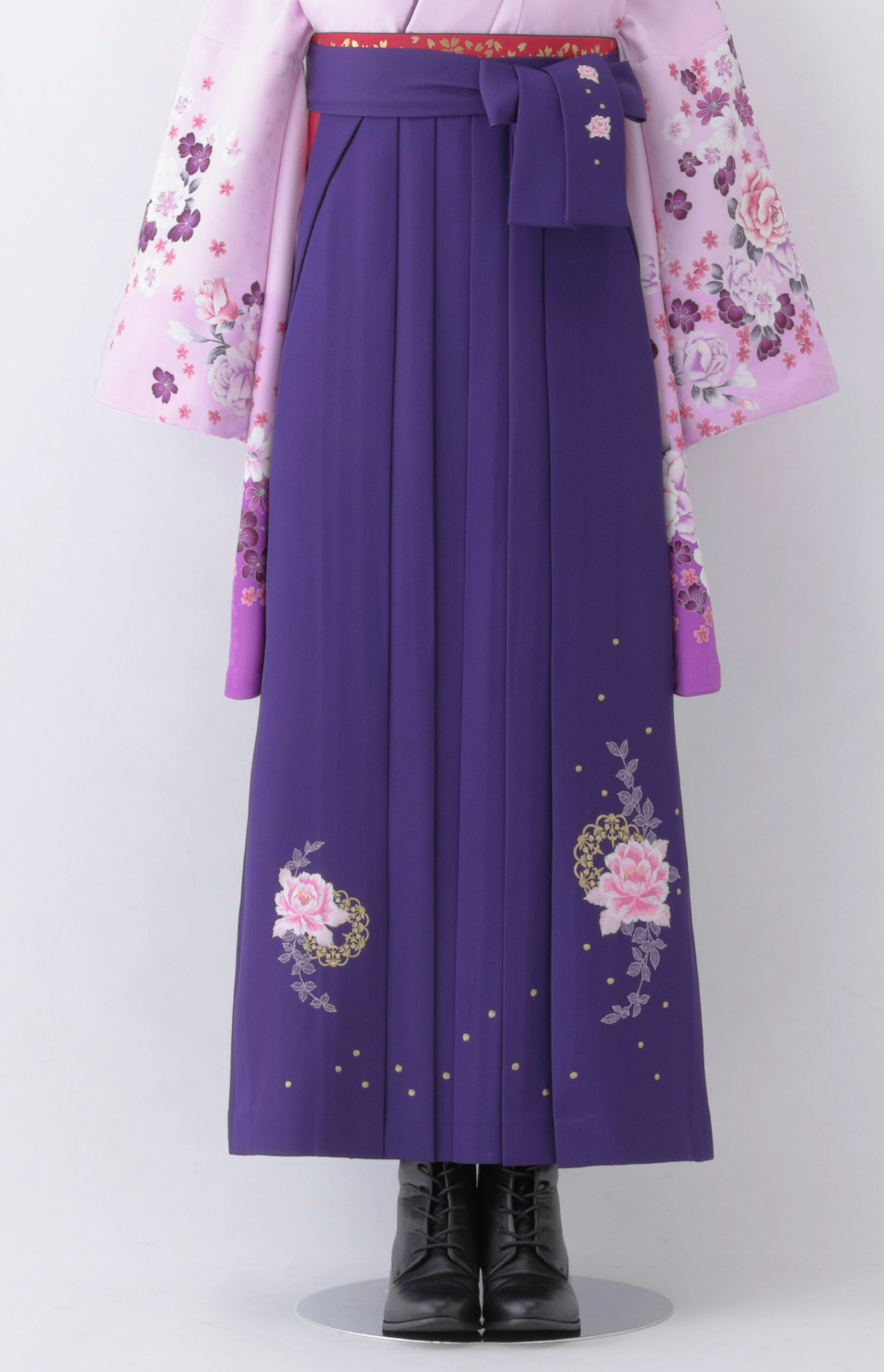 〈袴〉紫色 花王冠刺繍袴 【U052】