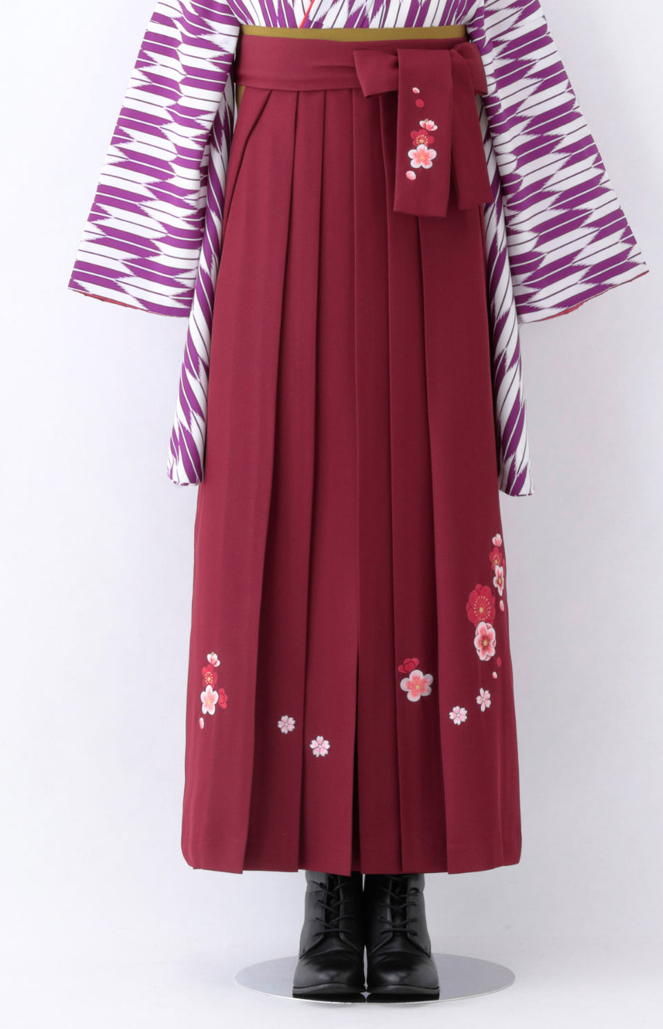 〈袴〉エンジ色 梅刺繡袴 【U061】